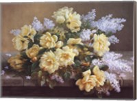 Still Life of Yellow Roses with Lilacs Fine Art Print
