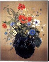 Blue Vase of Flowers Fine Art Print