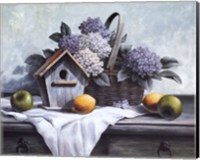 Birdhouse, Hydrangea, Apple Fine Art Print