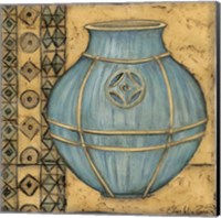 Square Cerulean Pottery I Fine Art Print