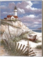 Lighthouse with Deserted Canoe Fine Art Print