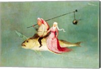 The Temptation of St. Anthony, right hand panel, detail of a couple riding a fish Fine Art Print
