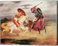 Two Knights Fighting in a Landscape Fine Art Print