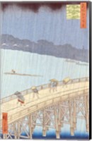 Sudden Shower on Ohashi Bridge Fine Art Print