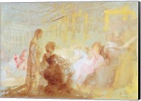 Interior at Petworth House with people in conversation, 1830 Fine Art Print