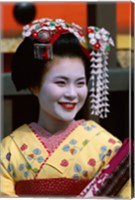 Japanese Geisha with Flowers in Her Hair Fine Art Print