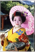 Geisha holding a parasol, Kyoto, Japan Fine Art Print