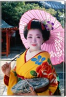 Geisha with Pink Umbrella Fine Art Print