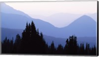 Silhouette of mountains at sunrise, Mt Rainier, Mt Rainier National Park, Washington State, USA Fine Art Print