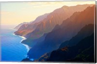 Mountain range at sunrise, Na Pali Coast, Kauai, Hawaii, USA Fine Art Print