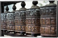 Close-up of prayer wheels, Kathmandu, Nepal Fine Art Print