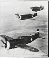 Three fighter planes in flight, P-47 Thunderbolt Fine Art Print