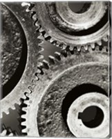 Close-up of interlocked gears Fine Art Print