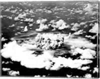 Aerial view of an atomic bomb explosion, Bikini Atoll, Marshall Islands Fine Art Print