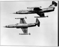 Two fighter planes in flight, F-104C Starfighter, Tactical Air Command, 831st Air Division, George Air Force Base Fine Art Print