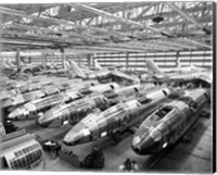 Incomplete Bomber Planes on the Final Assembly Line in an Airplane Factory, Wichita, Kansas, USA Fine Art Print