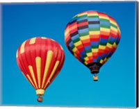 2 Rainbow Hot Air Balloons Floating Together Fine Art Print