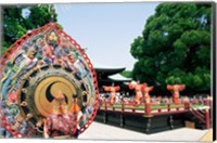 Decorative drum in front of a building, Meiji Jingu Shrine, Tokyo, Japan Fine Art Print