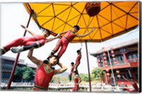 Group of children performing acrobatics, Shanghai, China Fine Art Print