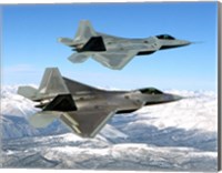 Two F-22 Raptor in Flying Fine Art Print