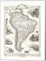 1850 Tallis Map of South America Fine Art Print