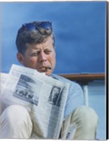 President Kennedy Reading the New York Times Fine Art Print