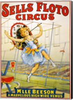 Floto Circus Presents M'lle Beeson, a marvelous high wire Venus, Performance Poster,1921 Fine Art Print