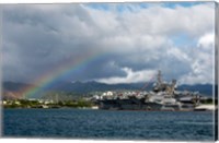 US Navy, A Rainbow Arches Near the Aircraft Carrier USS Kitty Hawk Fine Art Print