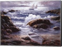 Boat By Waves Fine Art Print