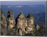 High angle view of rock formations, Three Sisters, Blue Mountains, New South Wales, Australia Fine Art Print
