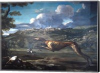 Pace, Michelangelo, Greyhound, rabbit, and the Castle of Ariccia Fine Art Print