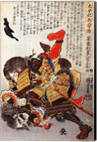 Saito Toshimoto and a warrior in a underwater struggle Fine Art Print