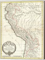 1775 Bonne Map of Peru, Ecuador, Bolivia, and the Western Amazon Fine Art Print