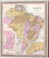 1850 Mitchell Map of Brazil, -1849 Fine Art Print
