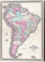 1870 Johnson Map of South America Fine Art Print