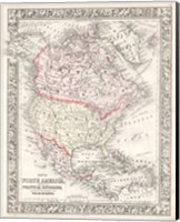 1864 Mitchell Map of North America Fine Art Print
