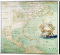 Claude Bernou Carte de lAmerique septentrionale Fine Art Print
