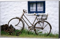 Bicycles leaning against a wall, Bog Village Museum, Glenbeigh, County Kerry, Ireland Fine Art Print