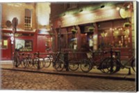 Bicycles parked in front of a restaurant at night, Dublin, Ireland Fine Art Print