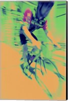 Young man riding a bicycle - yellow Fine Art Print