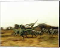 Dromeosaurus Chasing Thescelosaurus Fine Art Print