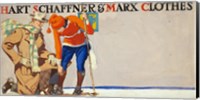 Man kneeling beside woman on skis Fine Art Print