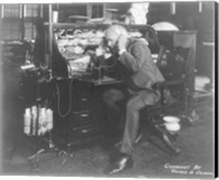 Thomas Alva Edison using his dicatating machine Fine Art Print