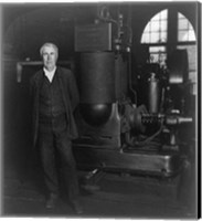 Thomas Edison and his original dynamo 1906 Fine Art Print
