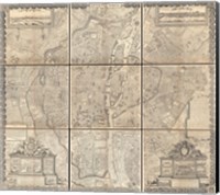 1652 Gomboust 9 Panel Map of Paris, France Fine Art Print