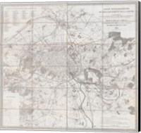 1852 Andriveau Goujon Map of Paris and Environs, France Fine Art Print