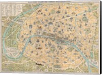 1890 Guilmin Map of Paris, France with Monuments Fine Art Print