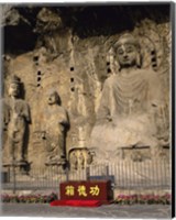 Buddha Statue in a Cave, Longmen Caves, Luoyang, China Vertical Fine Art Print
