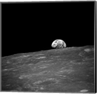 The first photograph taken by humans of Earthrise during Apollo 8. Fine Art Print