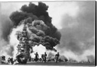 USS Bunker Hill Hit by Two Kamikazes Fine Art Print